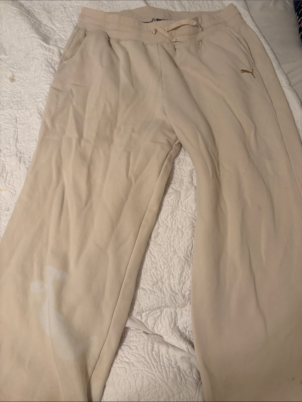 Puma Beige/Tan Women's Track Pants with Drawstring